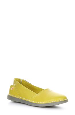 Softinos by Fly London Tosh Back Strap Flat in Bright Yellow Supple Leather