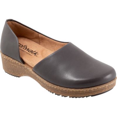 SoftWalk® Addie Half d'Orsay Clog in Dark Grey 