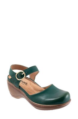 SoftWalk® Mabelle Ankle Strap Clog in Dk Green