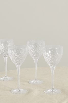 Soho Home - Barwell Set Of Four Cut Crystal Red Wine Glasses - Neutrals