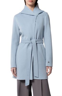 Soia & Kyo Arlette Tie Waist Hooded Wool Blend Jacket in Breeze