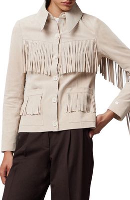 Soia & Kyo Giada Fringe Suede Jacket in Mist