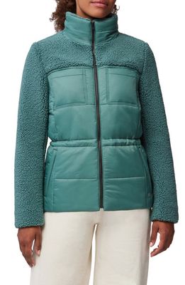 Soia & Kyo Izzie Faux Shearling Detail Puffer Coat in Spruce 