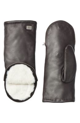Soia & Kyo Leather Zip Top Mittens with Faux Fur Lining in Mushroom