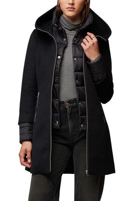 Soia & Kyo Mixed Media Wool Blend Coat with Quilted Bib Insert in Black
