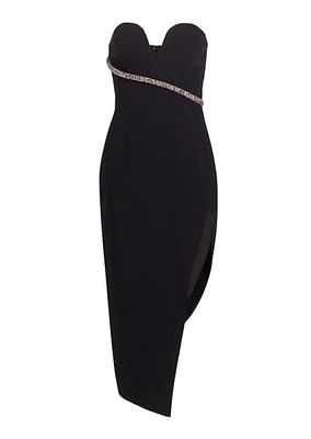 Soirée Rhinestone-Embellished Asymmetric Midi-Dress
