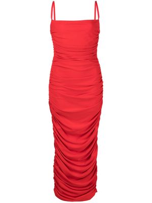Solace London Adler ruched midi dress - Red