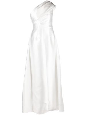 Solace London Alba one-shoulder gown - White