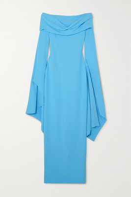 Solace London - Arden Draped Off-the-shoulder Crepe Maxi Dress - Blue