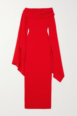 Solace London - Arden Draped Off-the-shoulder Crepe Maxi Dress - Red