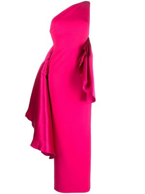 Solace London Calla ruffle-detail one-shoulder dress - Pink