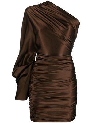 Solace London Clara one-sleeve minidress - Brown