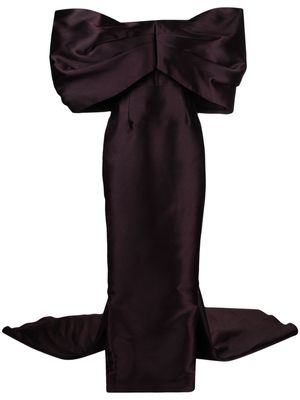 Solace London Delphina draped off-shoulder gown - Purple