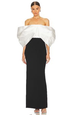 SOLACE London Filippa Maxi Dress in Black,White