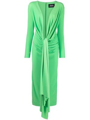 Solace London gathered-detail long-sleeve dress - Green