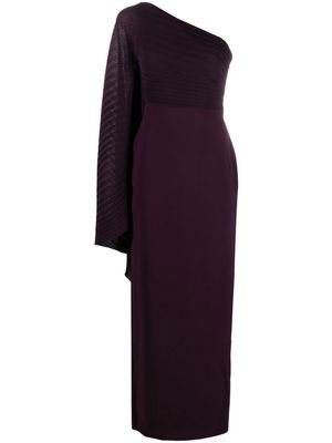 Solace London Lillia asymmetric plissé maxi dress - Purple