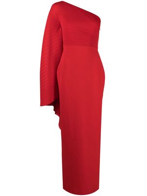 Solace London Lillia pleated-panel asymmetric maxi dress - Red