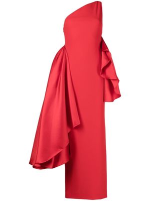 Solace London one-shoulder ruffle dress - Red