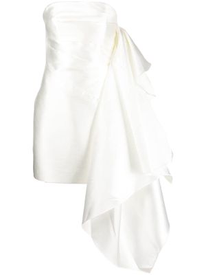 Solace London strapless satin-finish dress - White