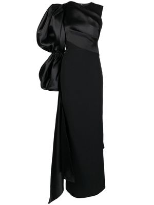 Solace London voluminous-sleeve asymmetric gown - Black