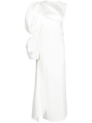 Solace London voluminous-sleeve asymmetric gown - White
