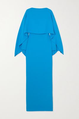 Solace London - Yael Cape-effect Crepe Maxi Dress - Blue