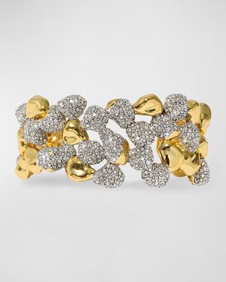 Solanales Crystal Pebble Wide Cuff Bracelet