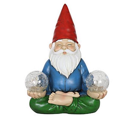 Solar Gnome Holding Two Crackle Balls by Exhart