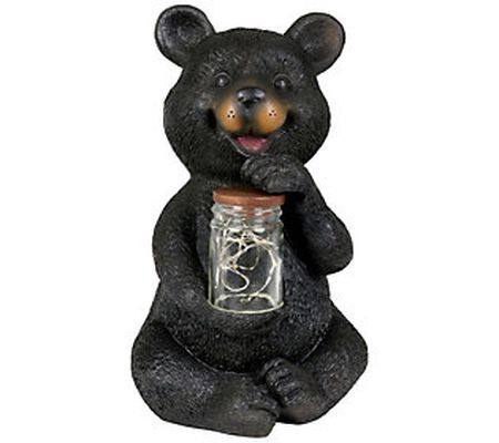 Solar LED Bear with Jar of Fireflies by Exhart