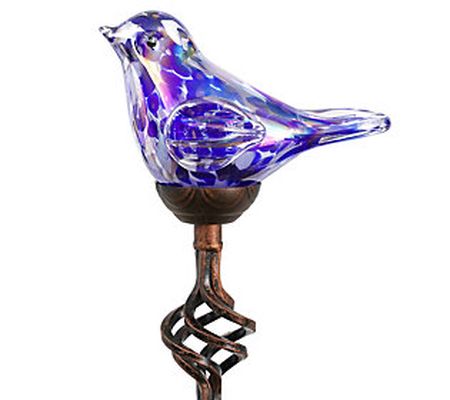 Solar Pearlized Glass Bird Garden Stake by Exha rt