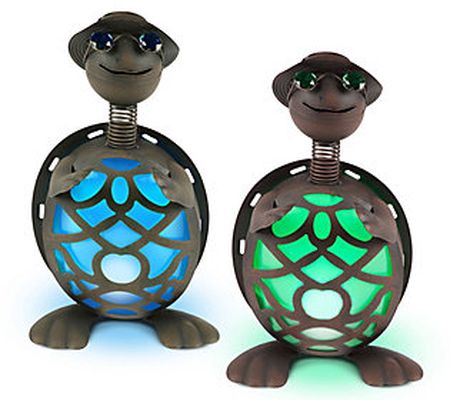 Solar-Powered Metal Turtle Figurines by Gerson Co.