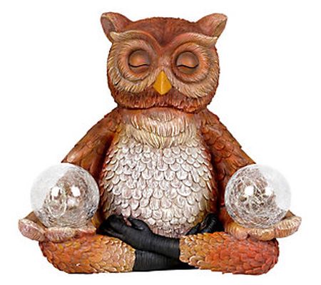 Solar Sitting Owl with Two Firefly Crackle Ball s by Exhart