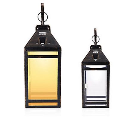Solar Wall/Portable Lantern - Amber/White Light - Clear Panel