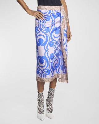 Sole Bis Silk Wrap Midi Skirt