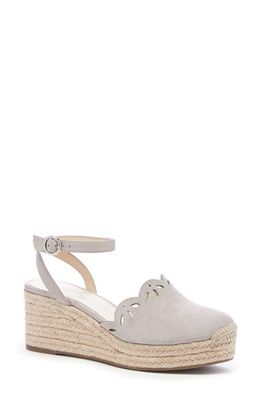 Sole Society Calysa Ankle Strap Espadrille Wedge in Slate Suede