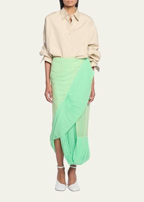 Soleil Asymmetric Pleated Midi Skirt