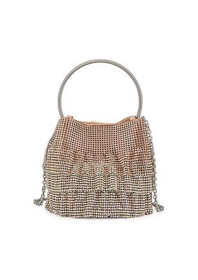 Soleil Ruffle Crystal-Embellished Mesh Bucket Bag