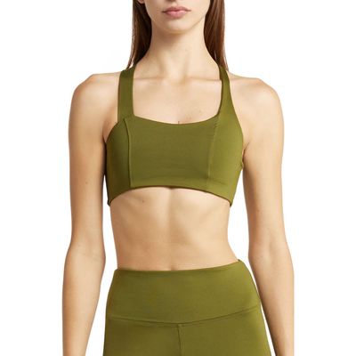 Solely Fit Crisscross Contour Sports Bra in Sea Olive 