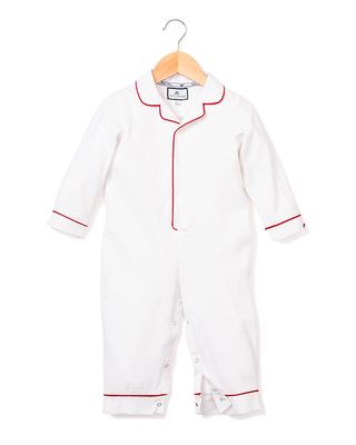 Solid Collared Coverall w/ Contrast Piping, Size 0-24 Months