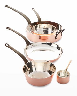 Solid Copper Silver-Lined Pans, Set of 5