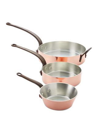 Solid Copper Tin-Lined Pans, Set of 3