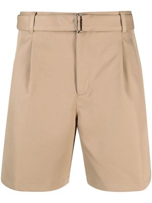 SOLID HOMME belted pleat-detail chino shorts - 207E Beige