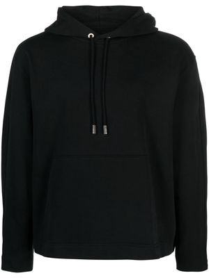 SOLID HOMME drawstring cotton hoodie - Black