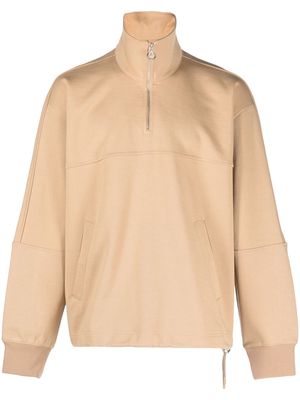 SOLID HOMME half-zip cotton sweatshirt - Neutrals