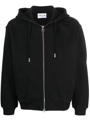 SOLID HOMME logo-embroidered cotton hoodie - Black
