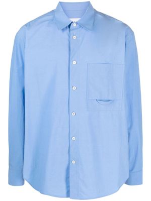 SOLID HOMME logo-embroidered cotton shirt - Blue