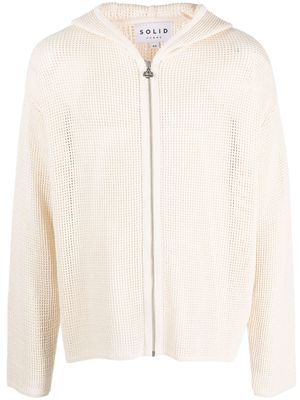 SOLID HOMME perforated zip-up hoodie - Neutrals