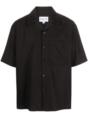 SOLID HOMME short-sleeve cotton shirt - Black
