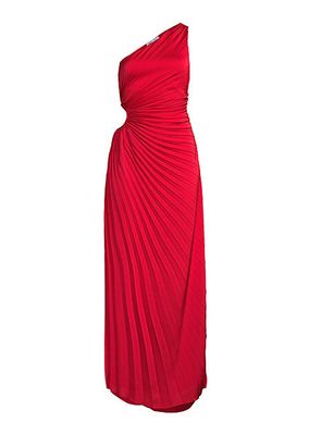 Solie Pleated One-Shoulder Gown