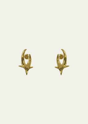 Solo Spiked Hoop Earrings in Polished 18K Yellow Gold Vermeil